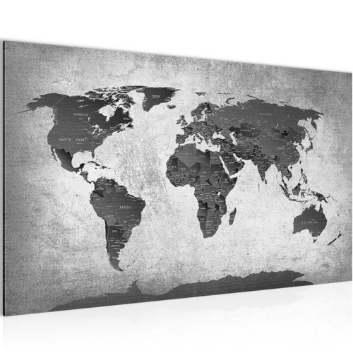 Runa Art Bild Weltkarte Modern Wandbilder Wohnzimmer Büro 1 Teilig - Made In Germany - Länder Modern Grau Flur 107615c