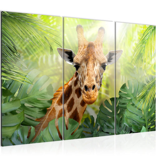 Runa Art Wandbilder Giraffe Abstrakt Bild XXL Wohnzimmer Schlafzimmer Grün Tiere 120 x 80 cm 3 Teilig 037531c
