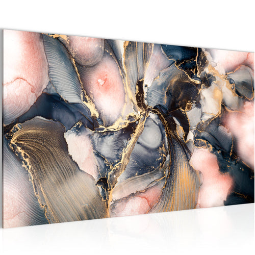 Runa Art Bild Abstrakt Modern Wandbilder Wohnzimmer Schlafzimmer 1 Teilig - Made In Germany - Pastel blau rosa Gold Flur 043815a