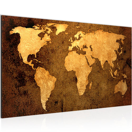 Runa Art Bild Weltkarte Modern Wandbilder Wohnzimmer Büro 1 Teilig - Made In Germany - Vintage Antik Türkis Flur 101715b