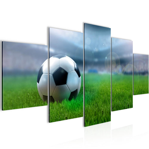 Runa Art Wandbilder Fussball 5 Teilig Bild auf Vlies Leinwand Deko Wohnzimmer Schlafzimmer Sport Grau 402452a