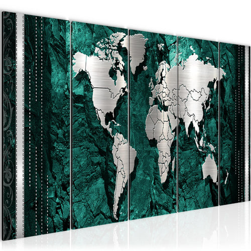 Runa Art Bild Weltkarte Wandbilder auf Vlies Leinwand 5 Teilig Wanddekoration Büro Wohnzimmer 107356c