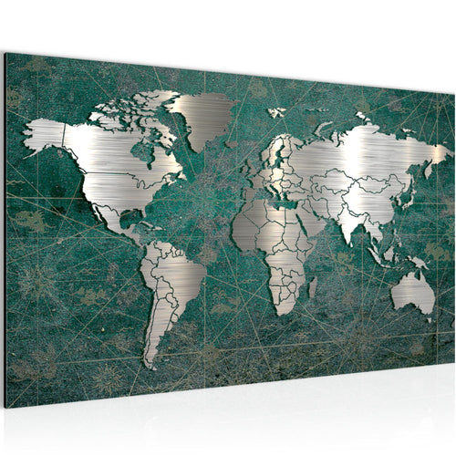 Runa Art Bild Weltkarte Modern Wandbilder Wohnzimmer Büro 1 Teilig - Made In Germany - Antik Vintage Braun Flur 109015a