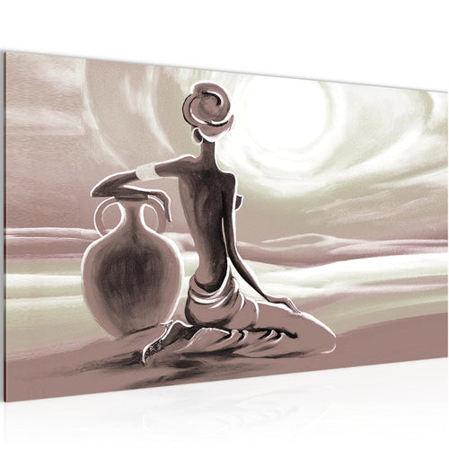 Runa Art Bild Afrika Modern Wandbilder Wohnzimmer Schlafzimmer Büro 1 Teilig - Made In Germany - Grau Frau Flur 000915c