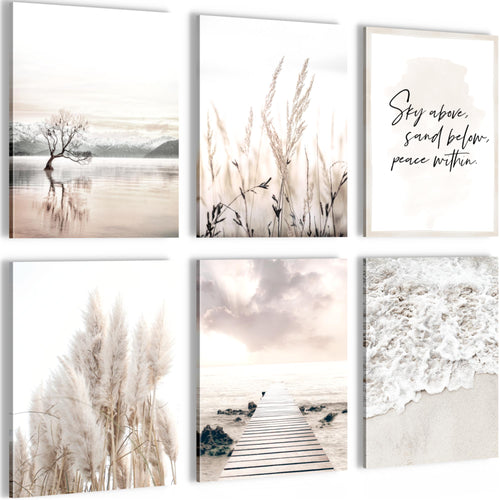 Novart Wandbilder - KEIN EXTRA RAHMEN BENÖTIGT - Wohnzimmer Schlafzimmer - Bilder Modern Boho Strand - Beige - N013465a