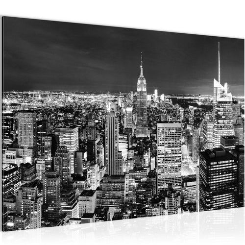 Runa Art Bild New York Skyline Modern Wandbilder Wohnzimmer Büro 1 Teilig - Made In Germany - Amerika NY Schwarz Weiss Flur 036215c