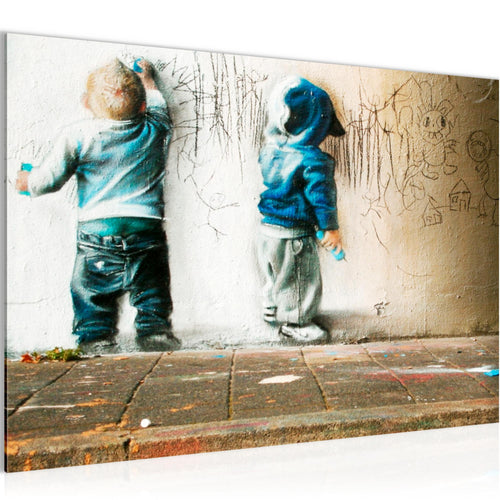 Runa Art Bild Kinder Graffiti Modern Wandbilder Babyzimmer Spielzimmer 1 Teilig - Made In Germany - Streetart Bunt Flur 039215a