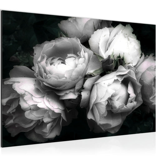 Runa Art Bild Blumen Rosen Modern Wandbilder Wohnzimmer 1 Teilig - Made In Germany - Vintage Schwarz Bunt Flur 039115c