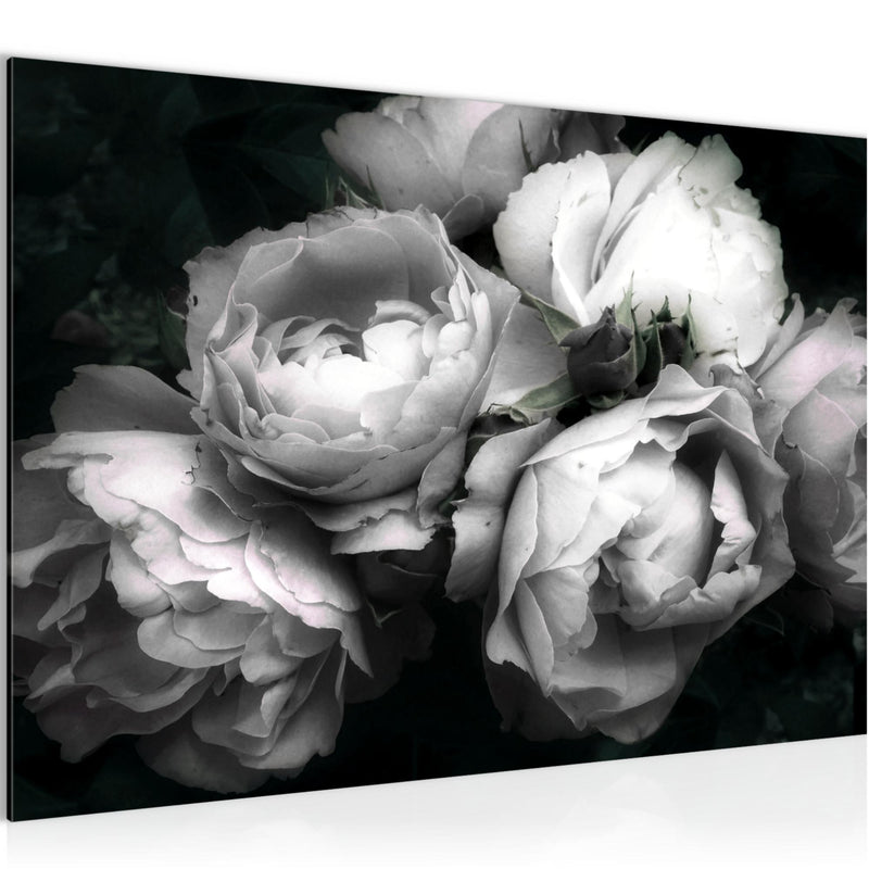 Runa Art Bild Blumen Rosen Modern Wandbilder Wohnzimmer 1 Teilig - Made In Germany - Vintage Schwarz Bunt Flur 039115c