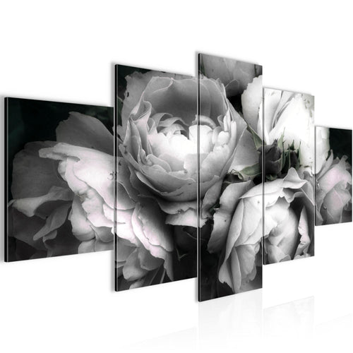 Runa Art Wandbilder Blumen Rosen 5 Teilig Bild auf Vlies Leinwand Deko Wohnzimmer Vintage Schwarz Bunt 039152c