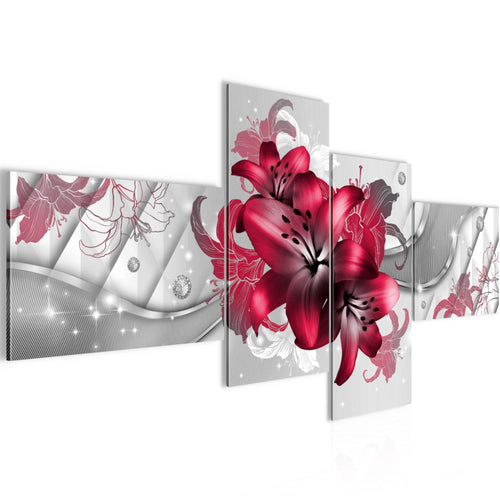 Runa Art Bild XXL 4 Teilig Blumen Lilien 200 x 100 cm Kunstdruck auf Vlies Leinwand Wanddeko Wohnzimmer Schlafzimmer 017341b