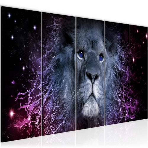 Runa Art Wandbild XXL Sternzeichen Löwe Wohnzimmer Schlafzimmer 200 x 80 cm Lila 5 Teilig - Made in Germany - 040755c