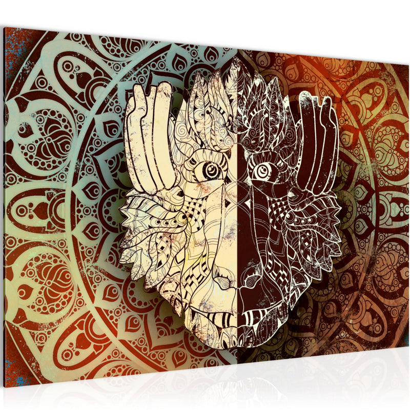 Runa Art Bild Mandala Abstrakt Modern Wandbilder Wohnzimmer Schlafzimmer 1 Teilig - Made In Germany - Kupfer Beige Braun Flur 040115a