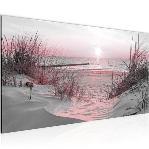 Runa Art Wandbild Landschaft 100 x 40 cm Modern Bild auf Vlies Leinwand Rosa Wohnzimmer Schlafzimmer Büro Strand 041712b