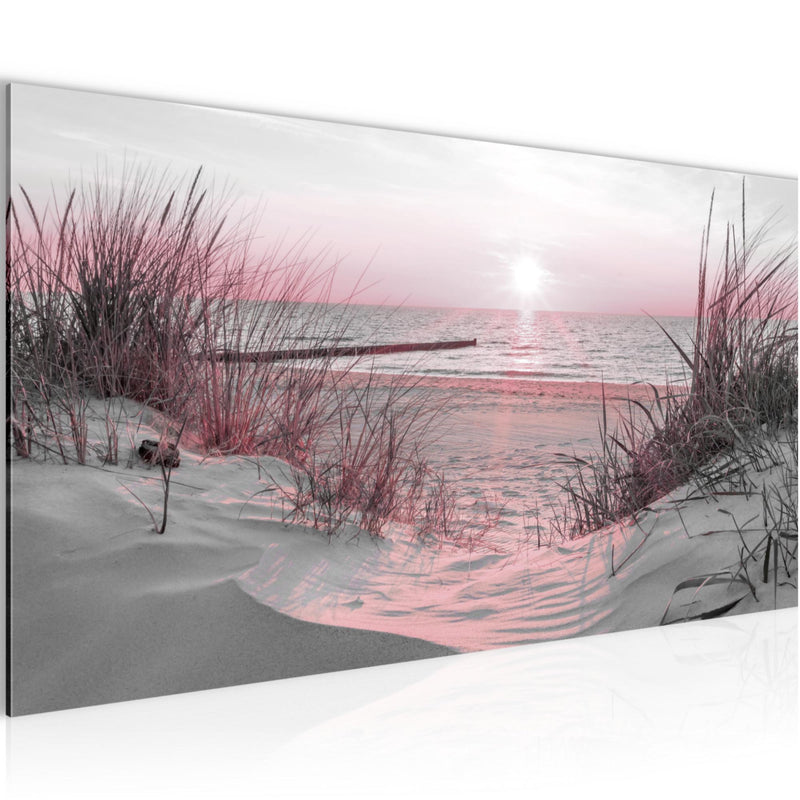 Runa Art Wandbild Landschaft 100 x 40 cm Modern Bild auf Vlies Leinwand Rosa Wohnzimmer Schlafzimmer Büro Strand 041712b