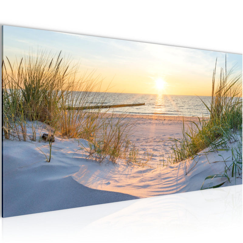 Runa Art Wandbild Landschaft 100 x 40 cm Modern Bild auf Vlies Leinwand Sand Wohnzimmer Schlafzimmer Büro Strand 041712a