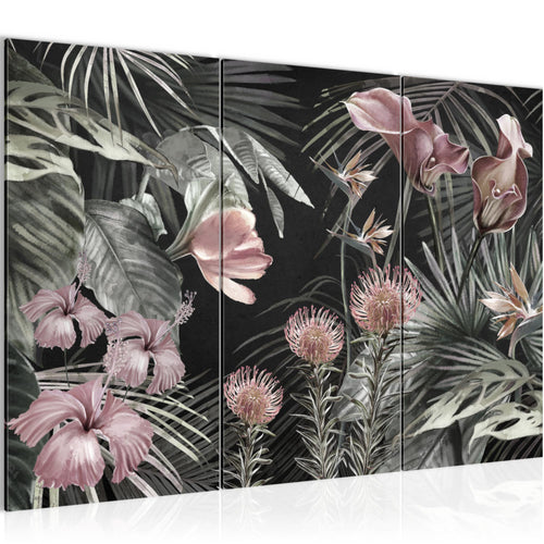 Runa Art Wandbilder Blumen Bild XXL Wohnzimmer Schlafzimmer Grün Vintage Natur 120 x 80 cm 3 Teilig 043331b