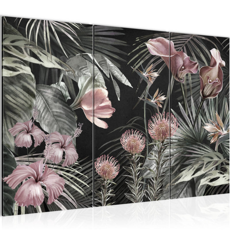 Runa Art Wandbilder Blumen Bild XXL Wohnzimmer Schlafzimmer Grün Vintage Natur 120 x 80 cm 3 Teilig 043331b