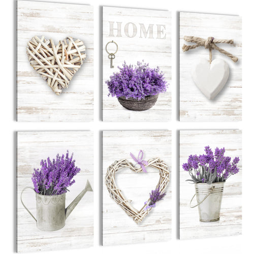 Novart Wandbilder Set Home Provence - KOMPLETT AUFHÄNGFERTIG - Made in Germany - Moderne Bilder  Wohnzimmer Schlafzimmer - N003064a