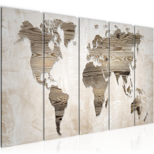 Runa Art Bild Weltkarte Wandbilder auf Vlies Leinwand 5 Teilig Wanddekoration Büro Wohnzimmer 035056a