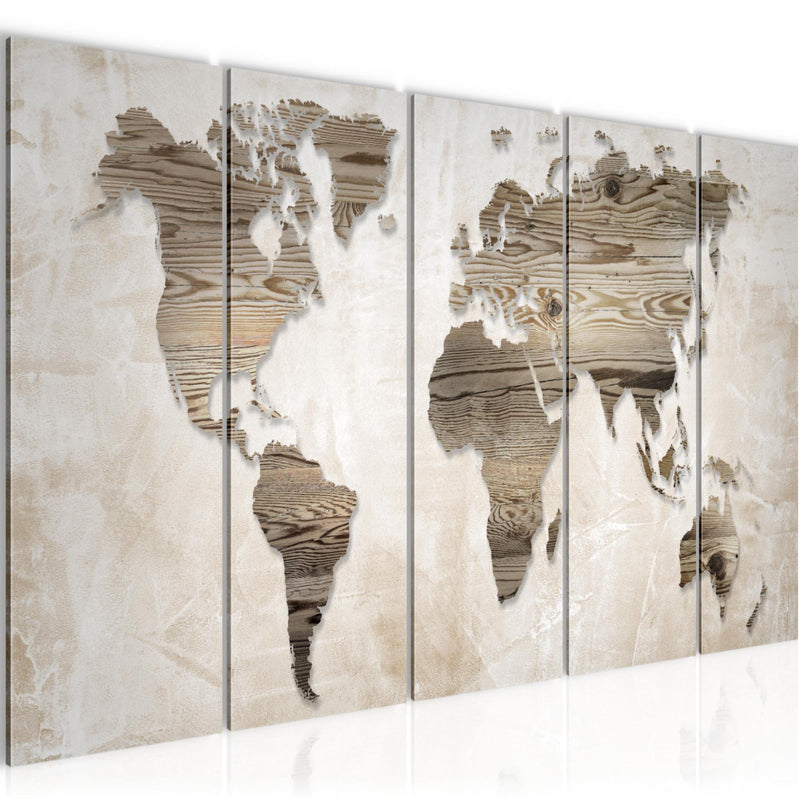 Runa Art Bild Weltkarte Wandbilder auf Vlies Leinwand 5 Teilig Wanddekoration Büro Wohnzimmer 035056a