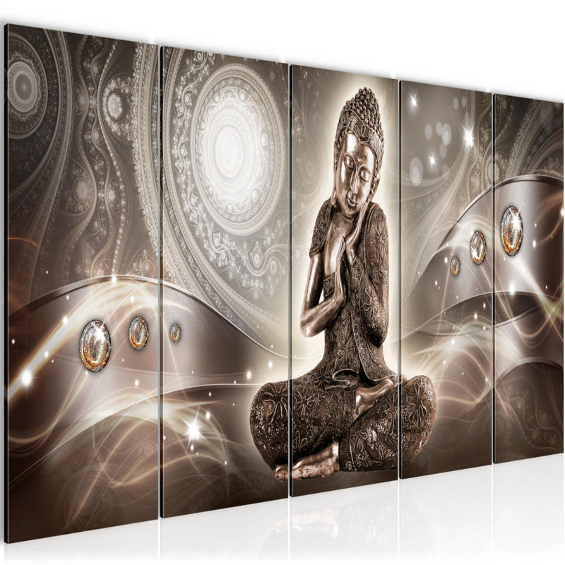 Runa Art Bild Buddha Zen Wandbilder auf Vlies Leinwand 5 Teilig Wanddekoration Wohnzimmer Schlafzimmer 041656a