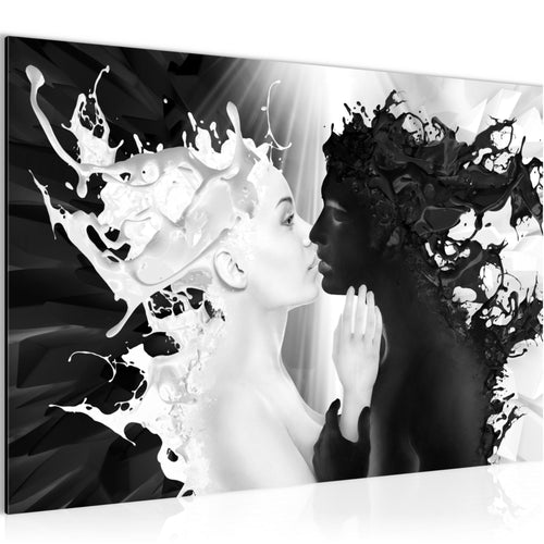Runa Art Bild Milk und Coffee Modern Wandbilder Wohnzimmer Schlafzimmer 1 Teilig - Made In Germany - Liebe Schwarz Weiss Flur 005015b