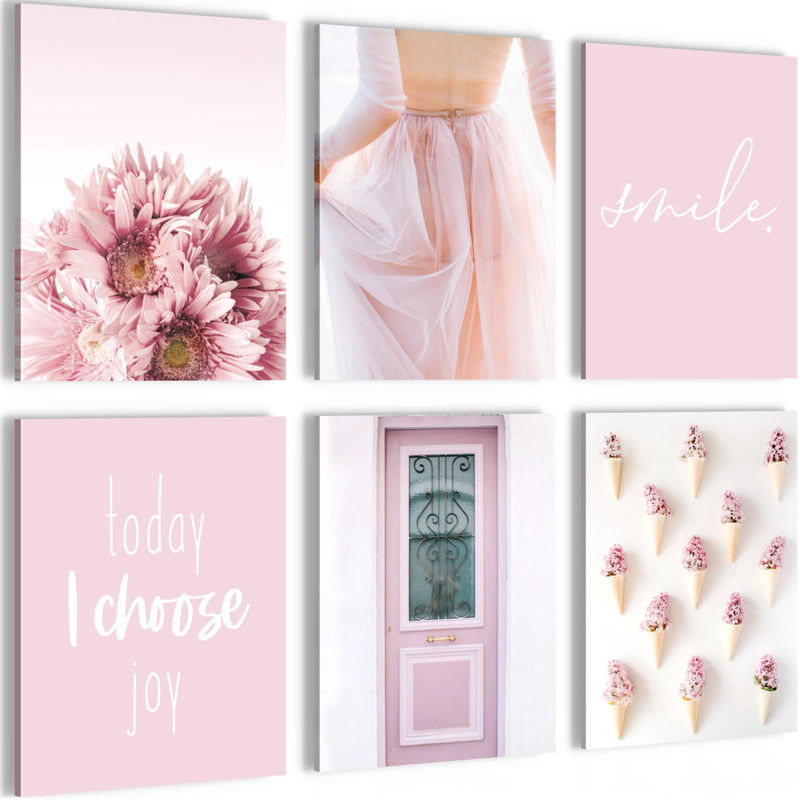 Novart Wandbilder - KEIN EXTRA RAHMEN BENÖTIGT - Wohnzimmer Mädchen Teenager - Bilder Modern Fashion - Rosa - N008465a