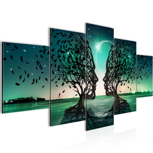 Runa Art - Bilder Liebespaar 200 x 100 cm 5 Teilig XXL Wanddekoration Design Türkis 044851a
