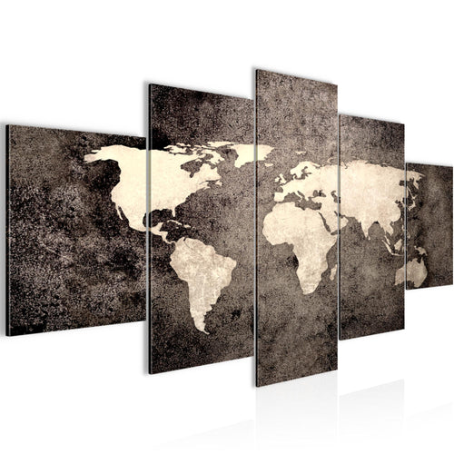 Runa Art - Bilder Weltkarte 200 x 100 cm 5 Teilig XXL Wanddekoration Design Braun 101751c
