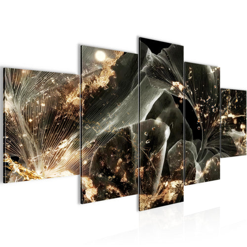 Runa Art - Bilder Abstrakt 200 x 100 cm 5 Teilig XXL Wanddekoration Design Natur Schwarz 059251a