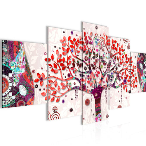 Runa Art - Bilder Gustav Klimt Baum des Lebens 200 x 100 cm 5 Teilig XXL Wanddekoration Design Rosa 004651c