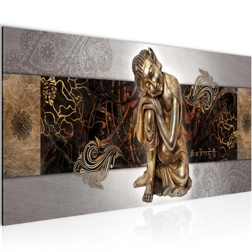 Runa Art Wandbild Buddha Zen 1 Teilig 100 x 40 cm Modern Bild auf Vlies Leinwand Feng Shui Wohnzimmer Schlafzimmer Beige 041312c