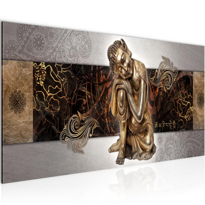 Runa Art Wandbild Buddha Zen 1 Teilig 100 x 40 cm Modern Bild auf Vlies Leinwand Feng Shui Wohnzimmer Schlafzimmer Beige 041312c