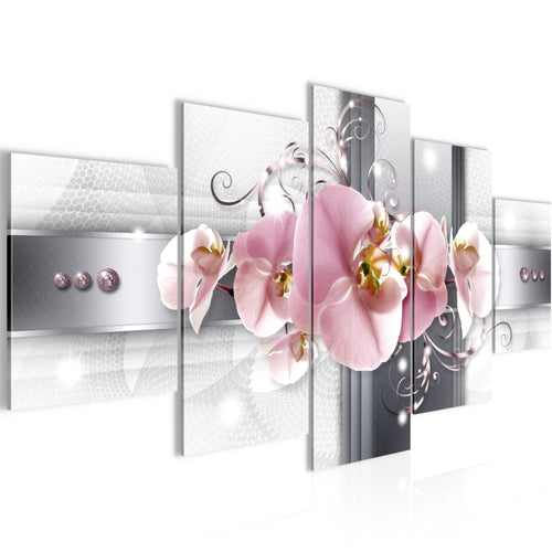 Runa Art Bild Wohnzimmer Schlafzimmer Büro Blumen Pflanzen 5 Teilig Rosa Orchideen Wandbilder auf Vlies Leinwand 008353a