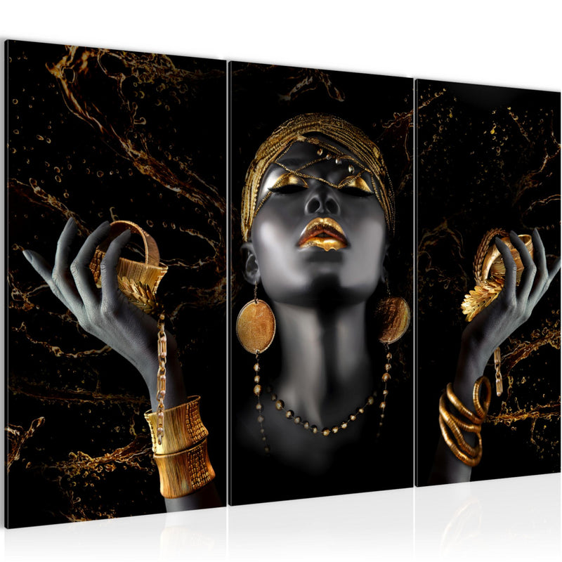 Runa Art Wandbilder Afrika Bild XXL Wohnzimmer Schlafzimmer Büro Eleganz Schwarz 120 x 80 cm 3 Teilig 045431b