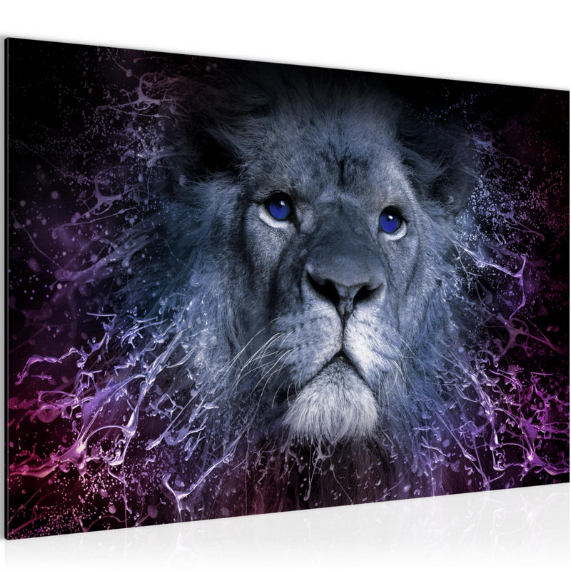 Runa Art Bild Sternzeichen Löwe Modern Wandbilder Wohnzimmer Schlafzimmer 1 Teilig - Made In Germany - Abstrakt Tiere Lila Flur 040715c
