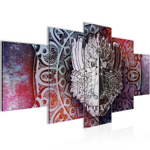 Runa Art Wandbilder Mandala Abstrakt 5 Teilig Bild auf Vlies Leinwand Deko Wohnzimmer Schlafzimmer Orientalisch Lila Violett 040152b