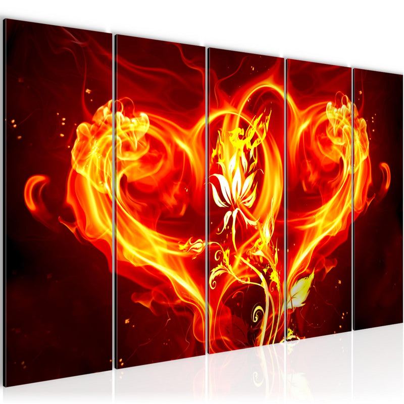 Runa Art Bild Feuer Herz Wandbilder auf Vlies Leinwand 5 Teilig Wanddekoration Wohnzimmer 102256a