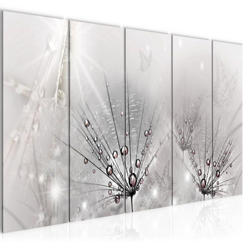 Runa Art Wandbild XXL Pusteblume Wohnzimmer Schlafzimmer 200 x 80 cm Grau 5 Teilig - Made in Germany - 016955c