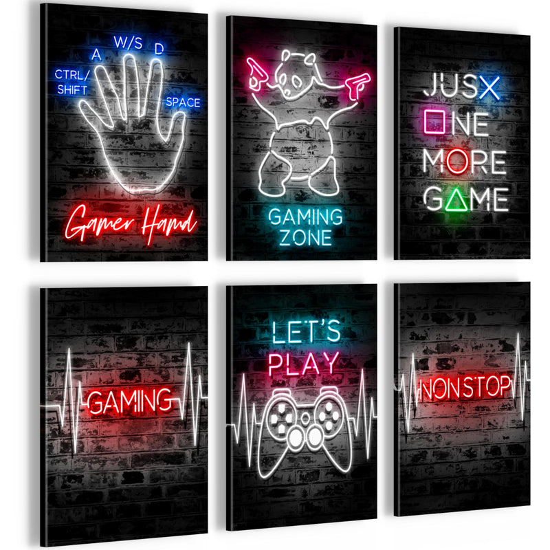 Novart Wandbilder Set Gamer Spielkonsole - KOMPLETT AUFHÄNGFERTIG - Made in Germany - Moderne Bilder  Kinderzimmer Junge Teenager - N027964a