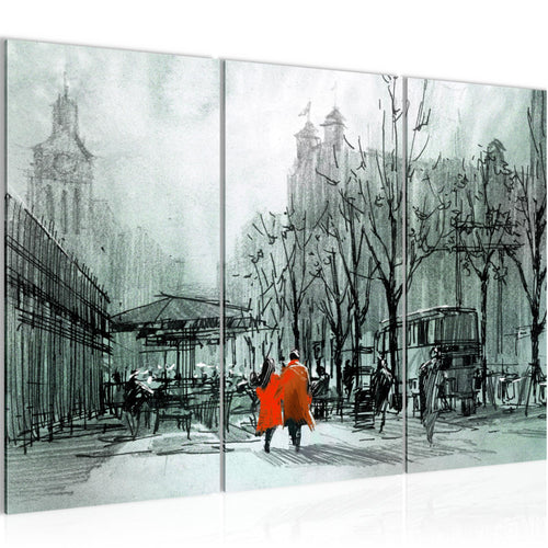 Runa Art Wandbilder London Bild XXL Wohnzimmer Schlafzimmer Blau Stadt Abstrakt 120 x 80 cm 3 Teilig 009731b