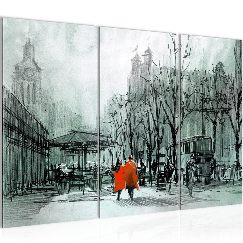 Runa Art Wandbilder London Bild XXL Wohnzimmer Schlafzimmer Blau Stadt Abstrakt 120 x 80 cm 3 Teilig 009731b