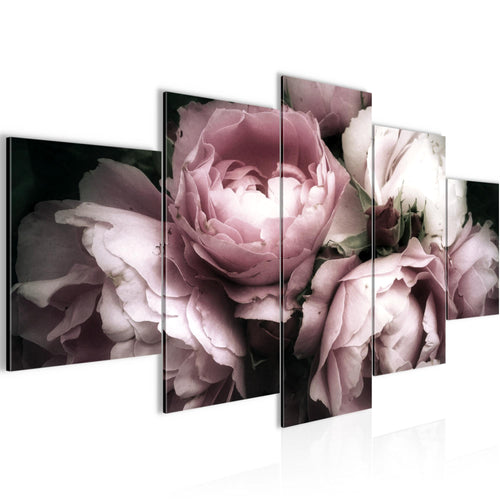 Runa Art - Bilder Blumen Rosen 200 x 100 cm 5 Teilig XXL Wanddekoration Design Schwarz Bunt 039151a