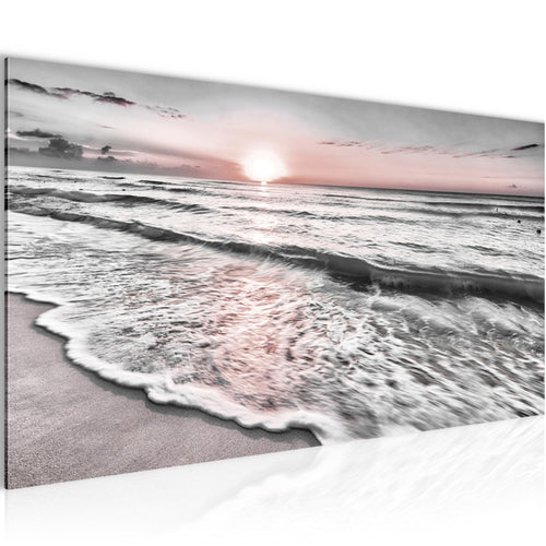 Runa Art Wandbild Landschaft 100 x 40 cm Modern Bild auf Vlies Leinwand Rosa Wohnzimmer Schlafzimmer Büro Strand 023712b