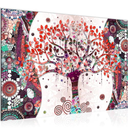 Runa Art Bild Modern Wandbilder Wohnzimmer Schlafzimmer 1 Teilig - Made In Germany - Gustav Klimt - Baum des Lebens Rosa Flur 004615c