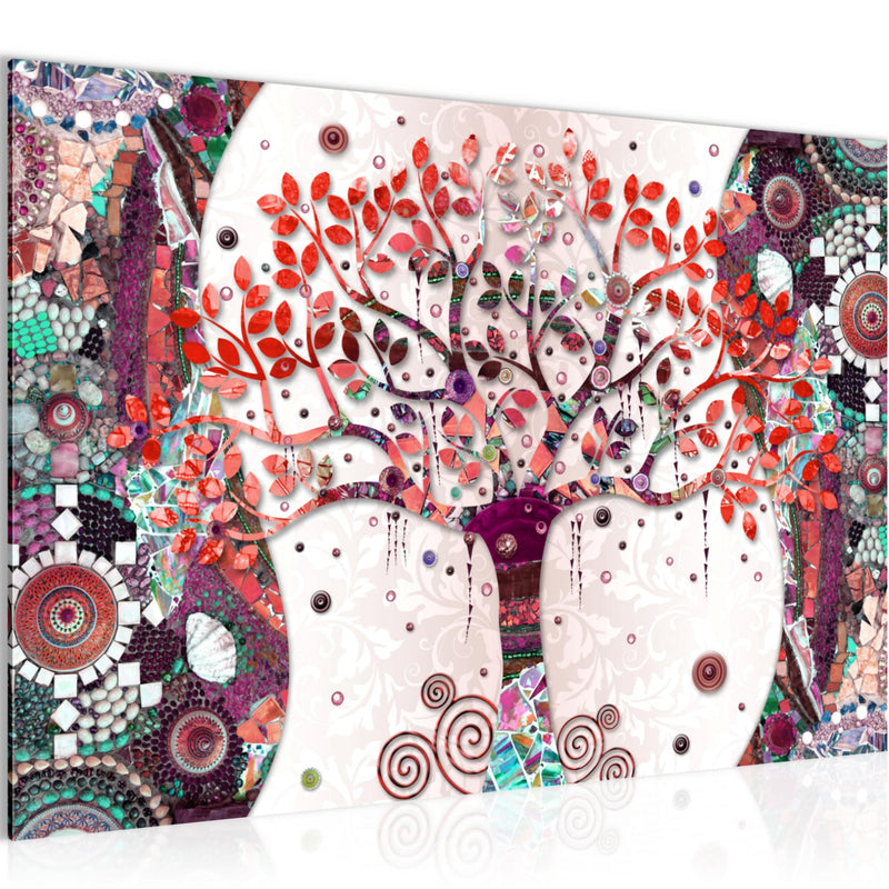 Runa Art Bild Modern Wandbilder Wohnzimmer Schlafzimmer 1 Teilig - Made In Germany - Gustav Klimt - Baum des Lebens Rosa Flur 004615c