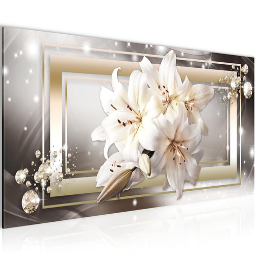 Runa Art Wandbild Blumen Pflanzen 100 x 40 cm Modern Bild auf Vlies Leinwand Weiß Wohnzimmer Schlafzimmer Büro Blumen 021712a