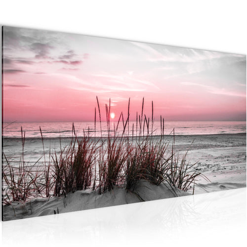 Runa Art Wandbild Landschaft 100 x 40 cm Modern Bild auf Vlies Leinwand Rosa Wohnzimmer Schlafzimmer Büro Strand 043712b