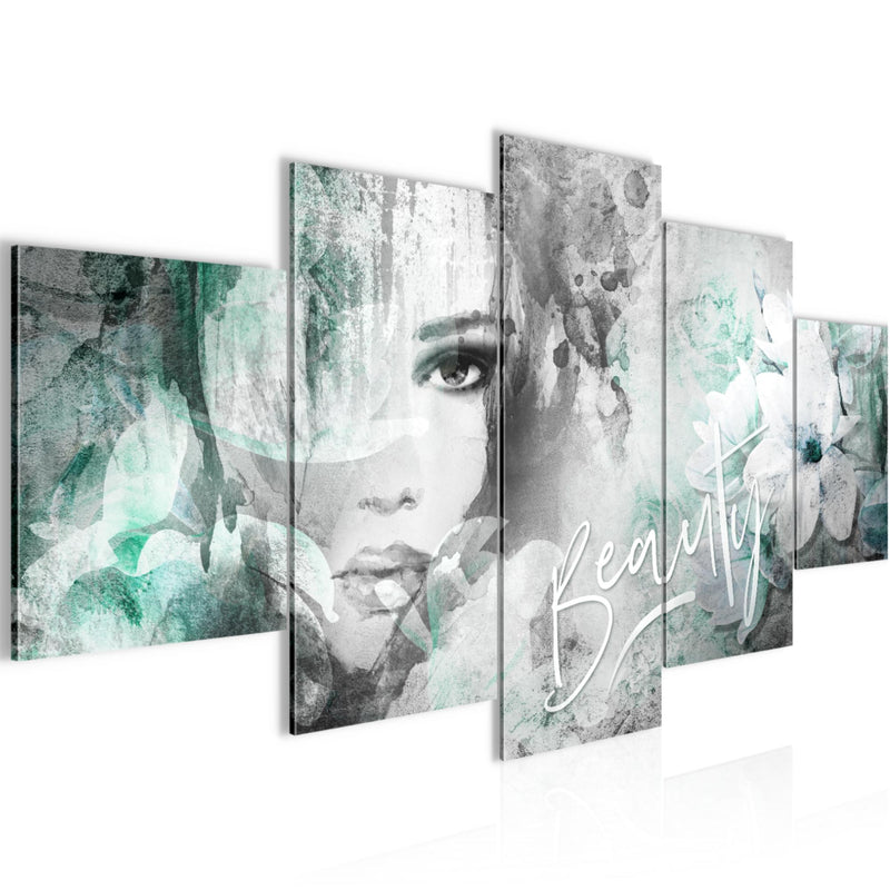Runa Art Wandbilder Blumen Vintage 5 Teilig Bild auf Vlies Leinwand Deko Wohnzimmer Frau Bunt 039352b